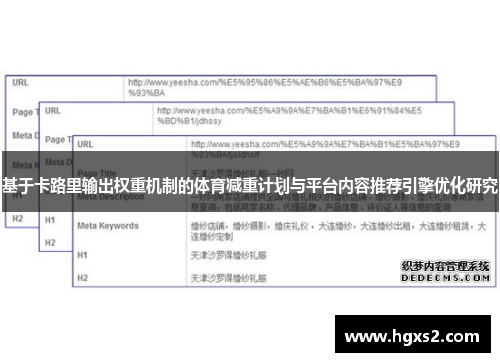 基于卡路里输出权重机制的体育减重计划与平台内容推荐引擎优化研究